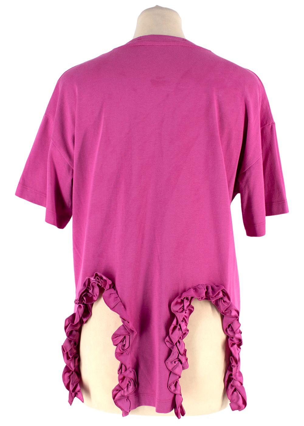 Preowned Christopher Kane Pink Ruffle Trim T-Shirt Size XS cotton