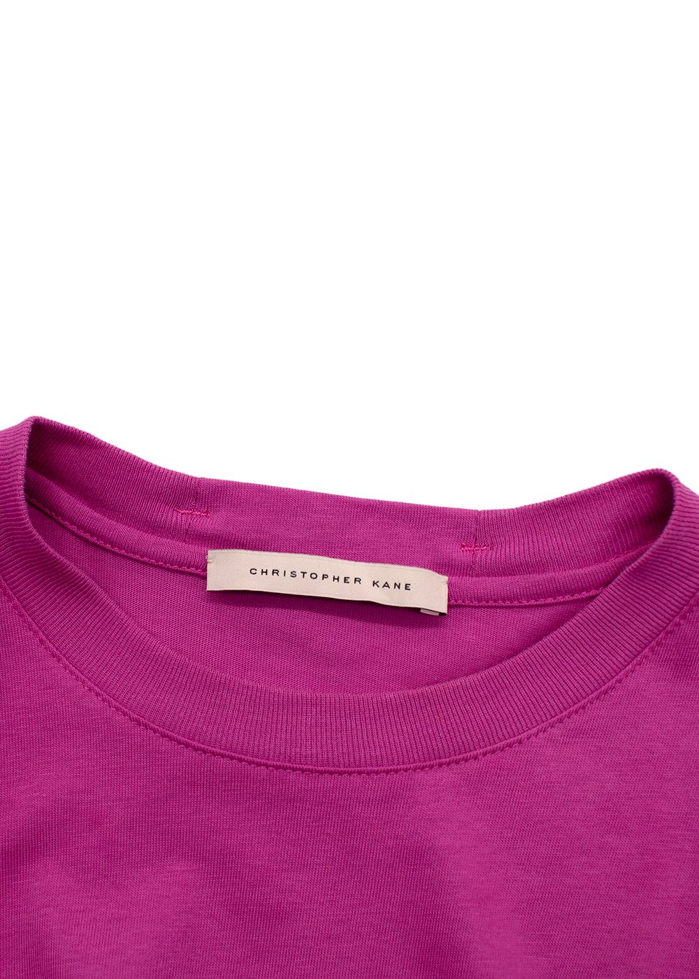 Preowned Christopher Kane Pink Ruffle Trim T-Shirt Size XS cotton