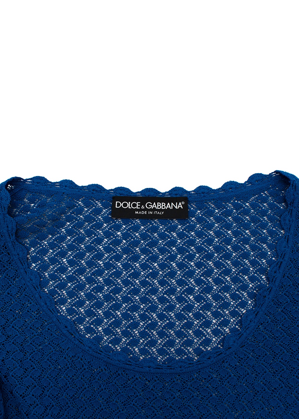 Dolce  Gabbana Blue Sheer Knitted Short Sleeved Top Size XS Royal Blue viscose