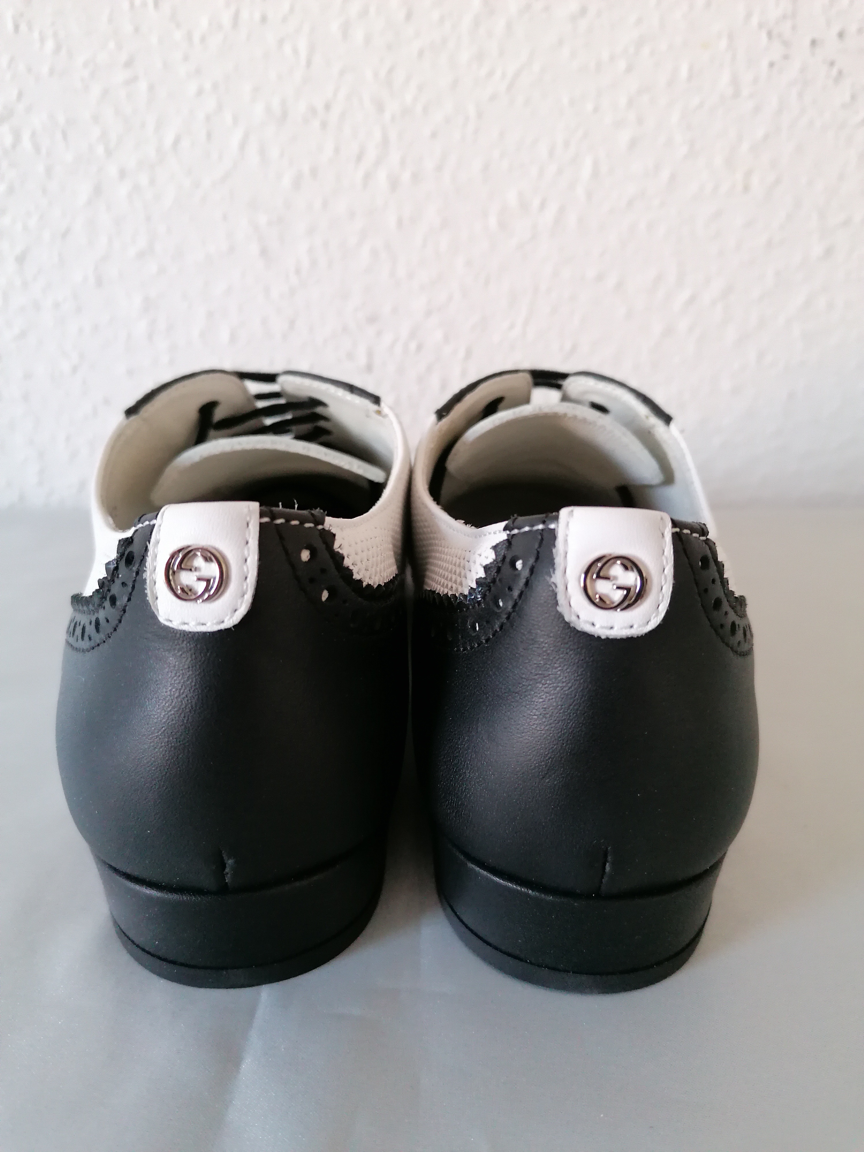 Boys Gucci Black  White Leather Oxford Brogue Shoes Size 6 Years + Black and white