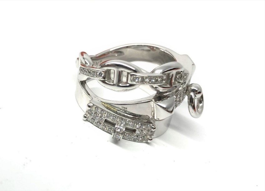 Preowned Hermes White Gold Diamond Alchimie Ring Silver