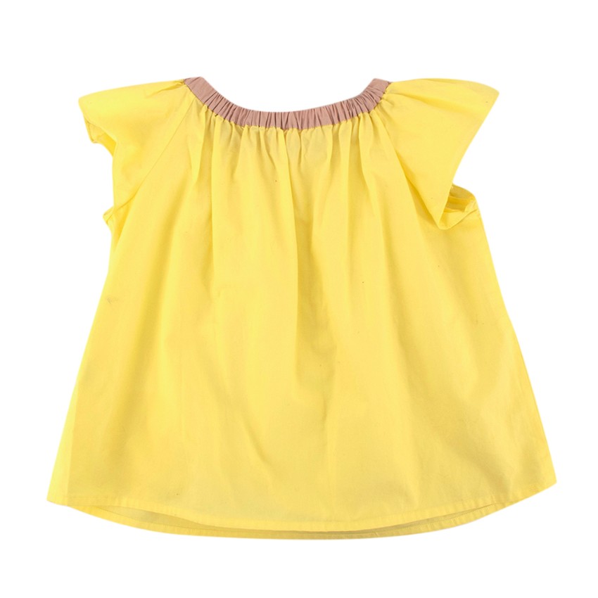 Boys Preowned Bonpoint Yellow Cotton Pleated Blouse Size 3 Years