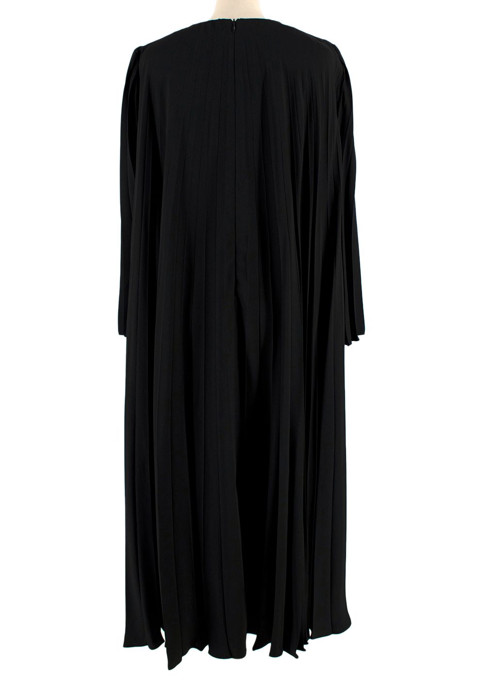 Preowned Valentino Black  Pleated Cady Midi Dress Size S viscose