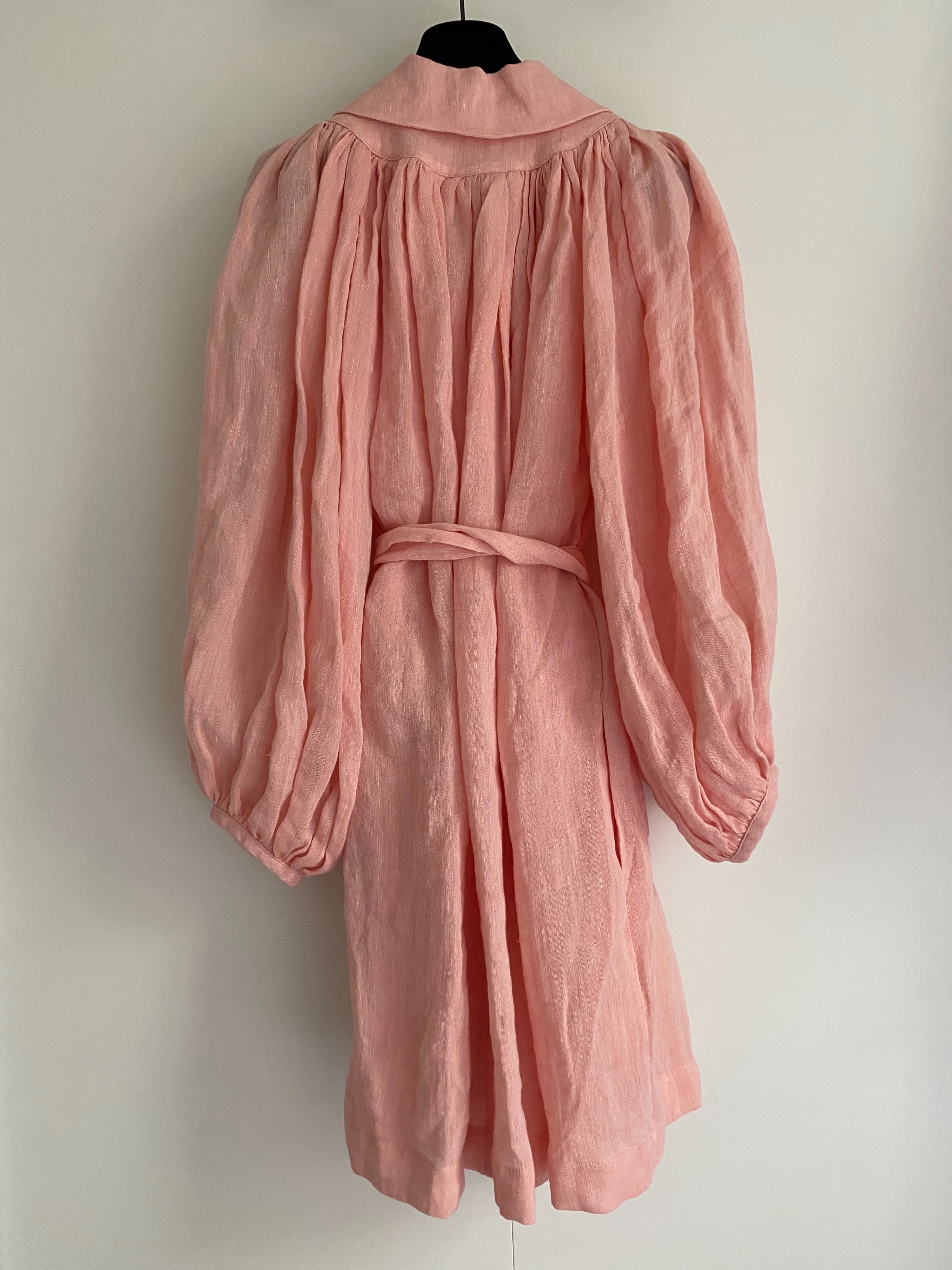 Lisa Marie Fernandez Pink Linen Poet Mini Dress Size S