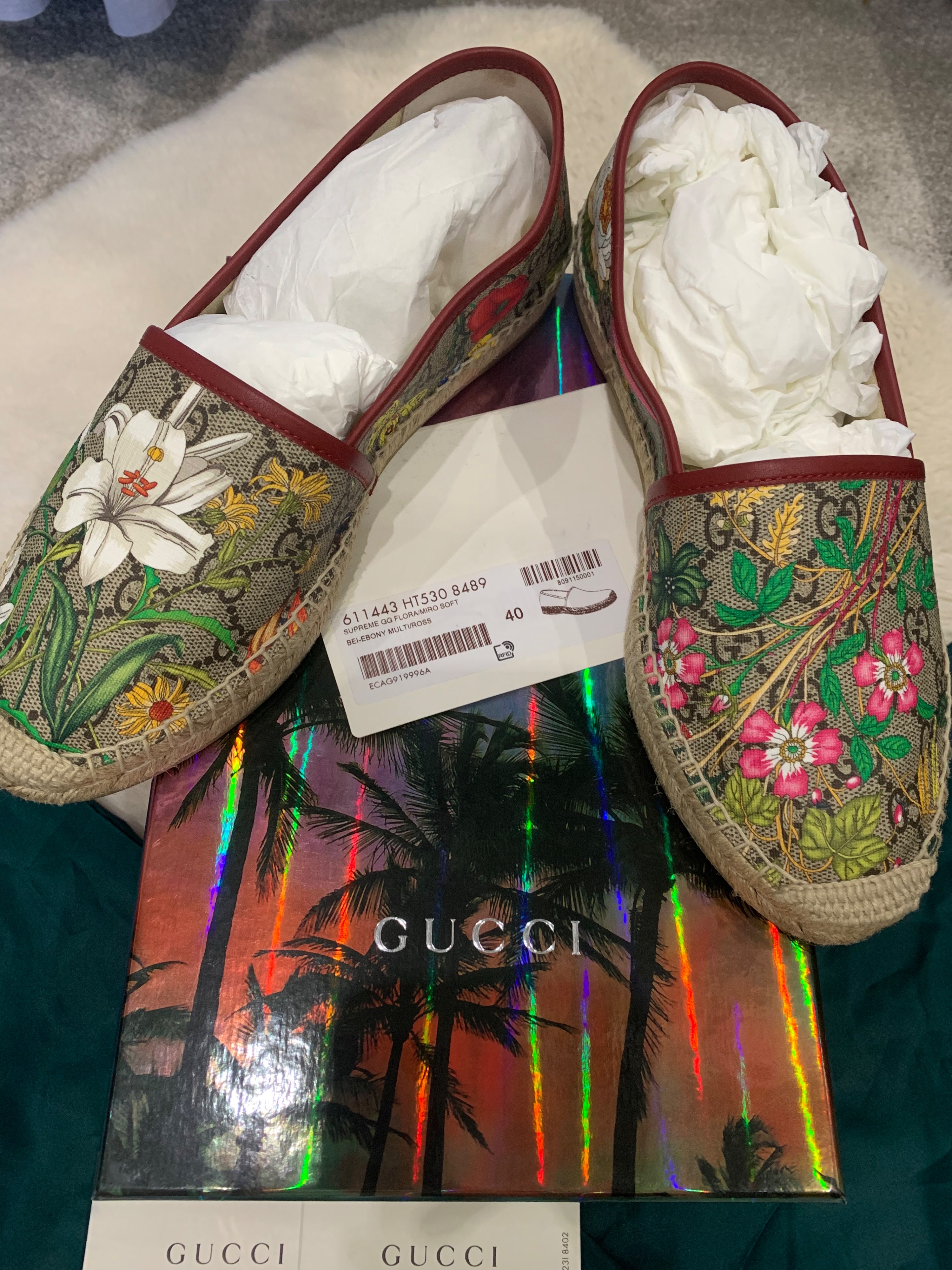 Preowned Gucci GG Flora Espadrilles Size 40 Floral canvas espadrilles