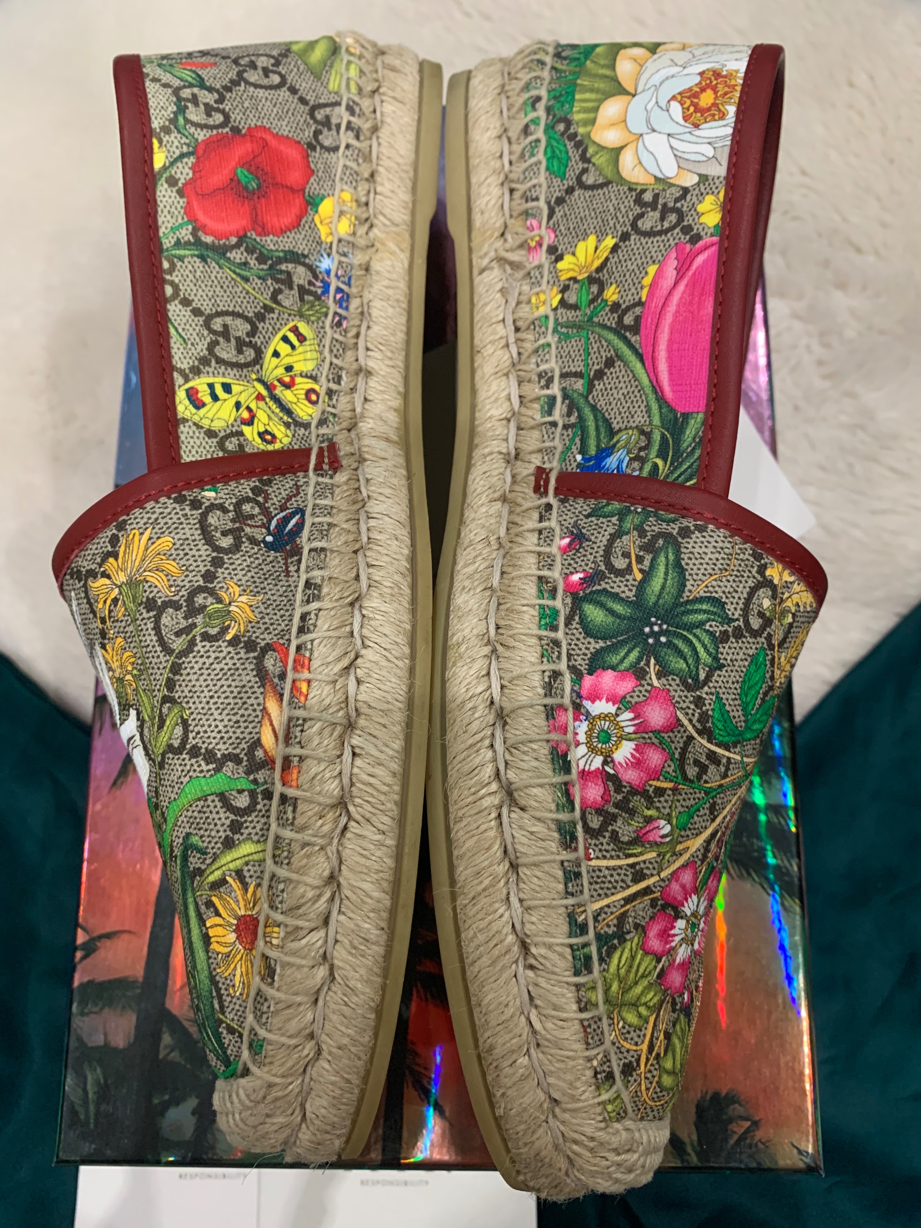 Preowned Gucci GG Flora Espadrilles Size 40 Floral canvas espadrilles