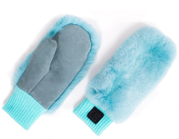 FurbySD Blue Chinchilla Fur Mittens