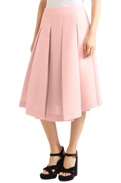 Preowned Simone Rocha Pink Pleat-front Neoprene Midi Skirt Size S polyester