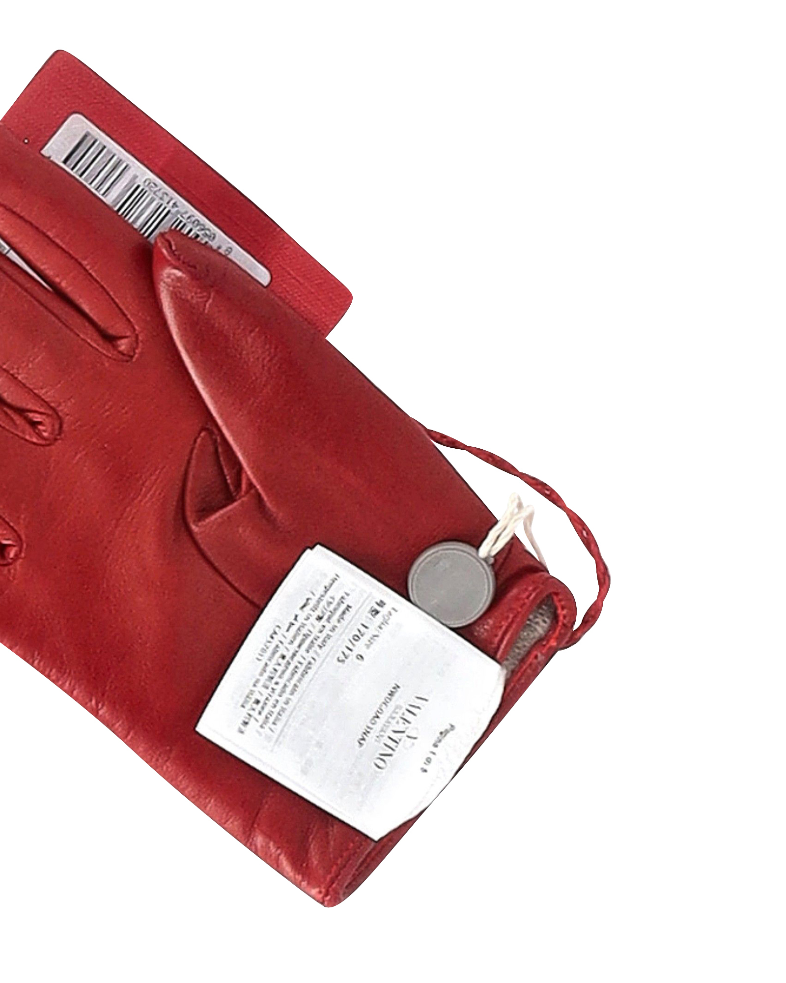 Preowned Valentino Garavani Red Quilted Rockstud Embellished Gloves red | burgundy leather