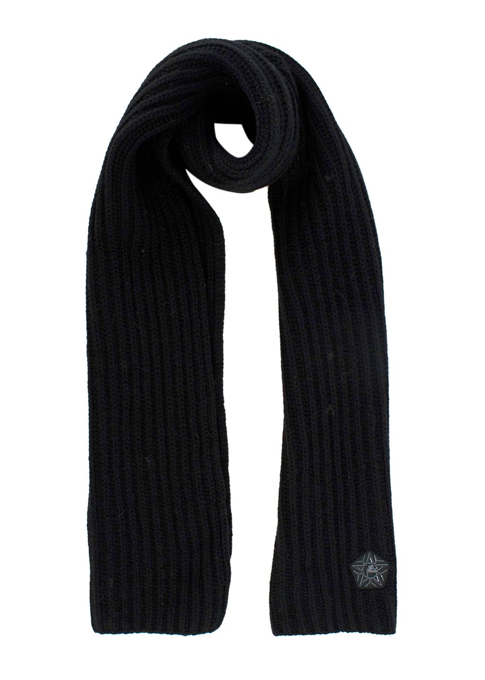 Preowned Fusalp x Zenith Black Ribbed Wool Beanie and Scarf Set