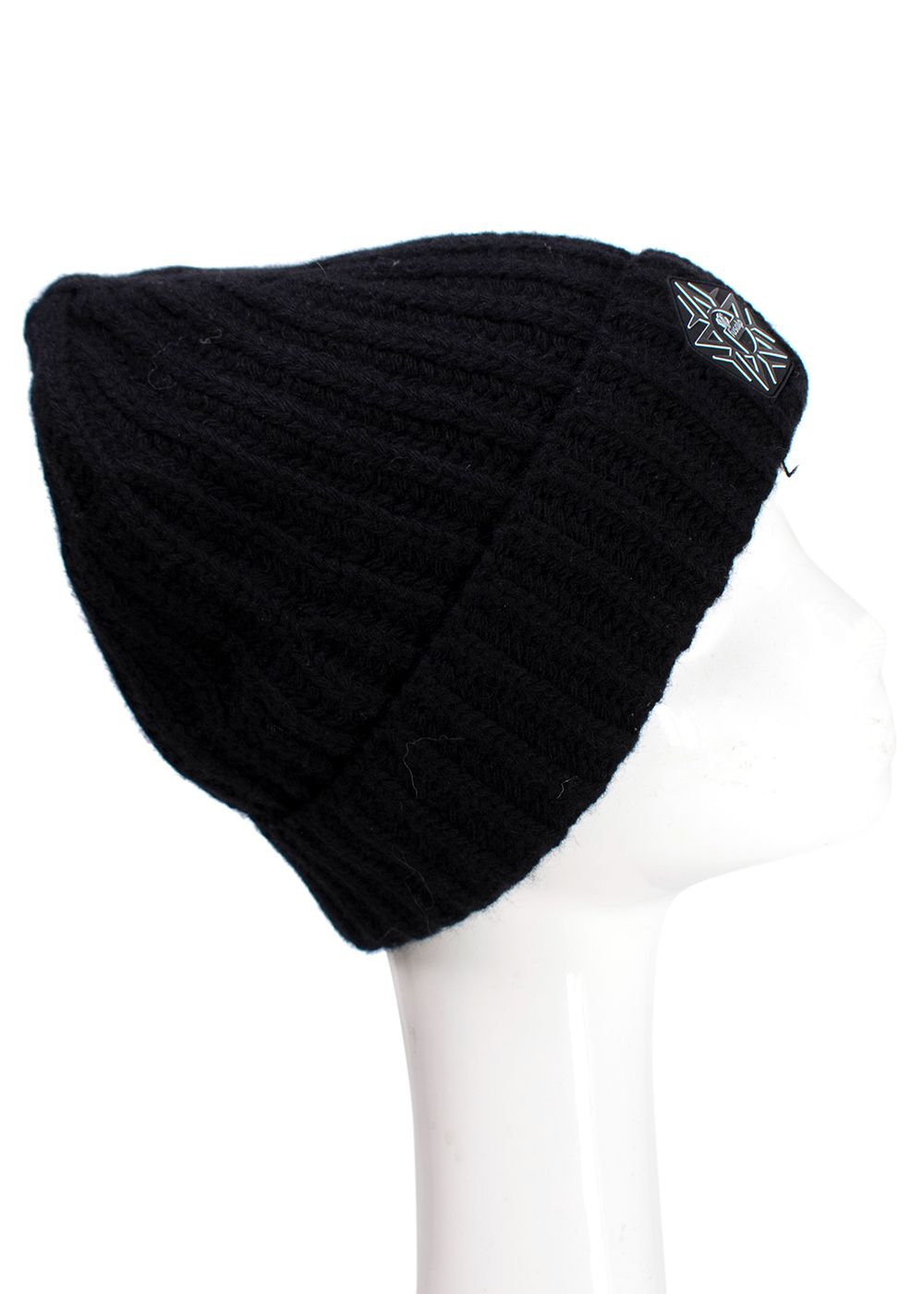 Preowned Fusalp x Zenith Black Ribbed Wool Beanie and Scarf Set