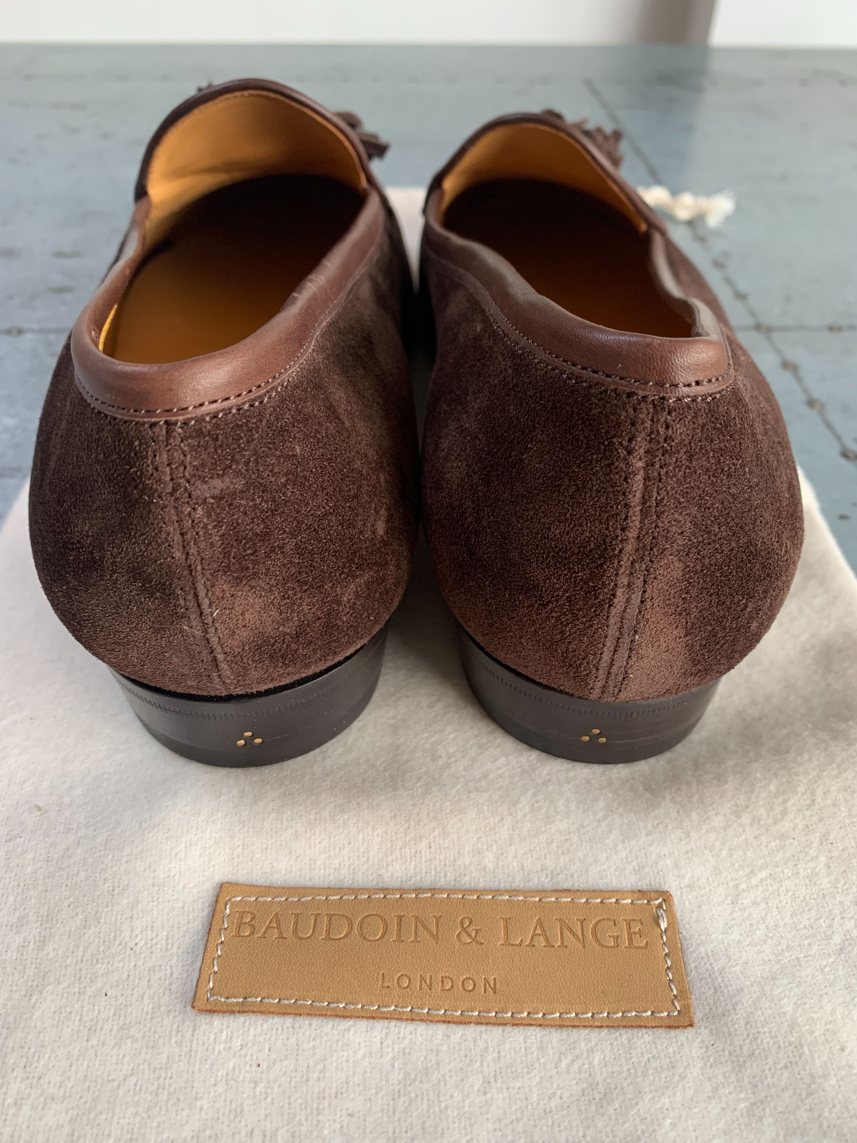 Baudoin  Lange chocolate brown suede tasselled loafers Size 41