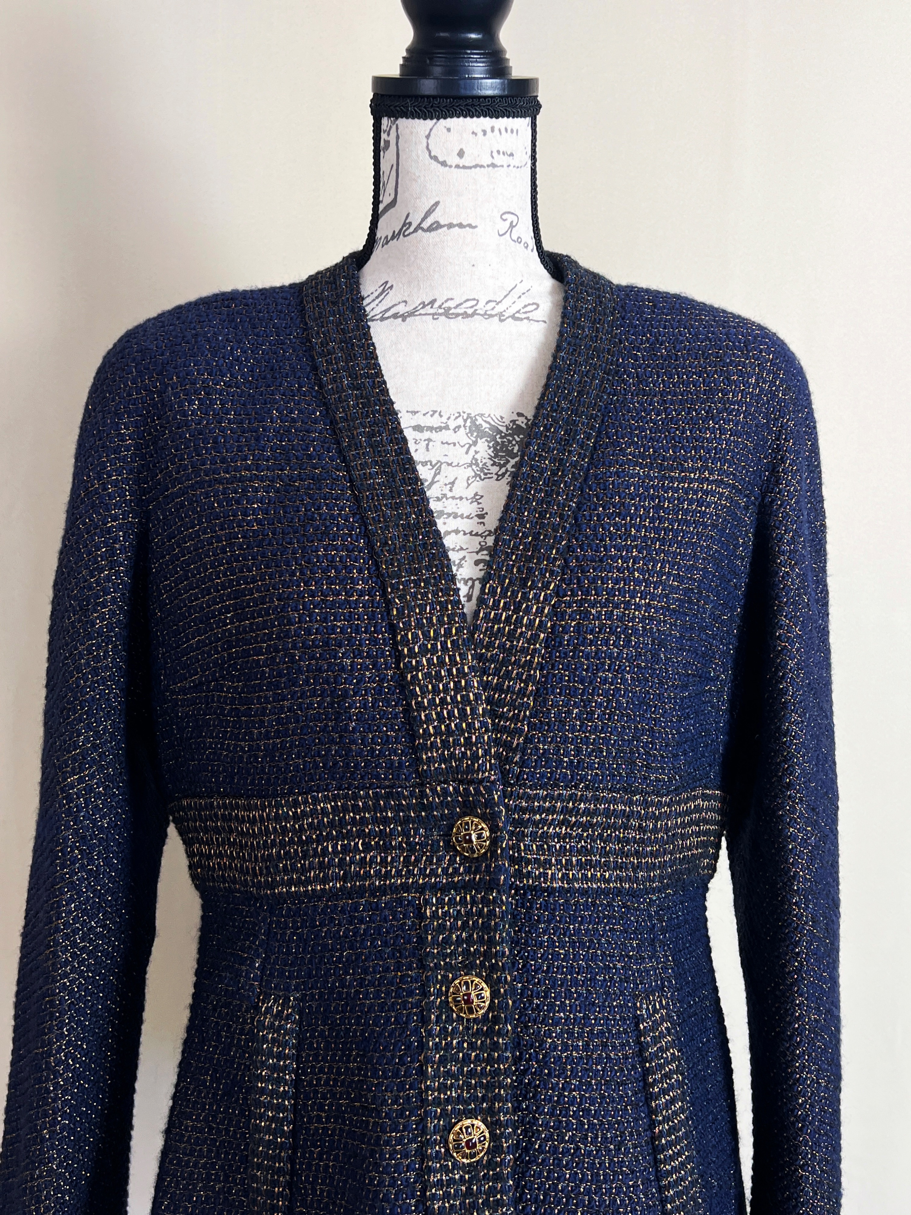 Chanel Paris/NewYork Navy Lesage Tweed Jacket Size S