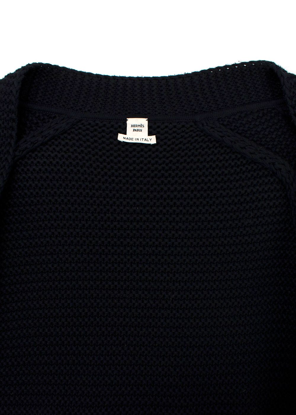 Preowned Hermes Navy Ribbed Twillaine Longline Cardigan Size XXS Navy/Green/Purple/White cotton