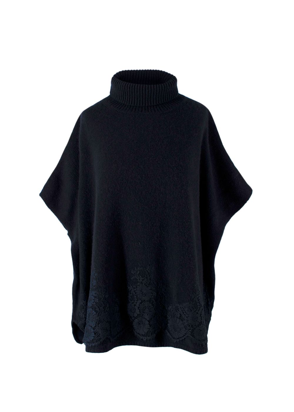 Preowned Ermanno Scervino Navy Cashmere Floral Embroidered Jumper Size S