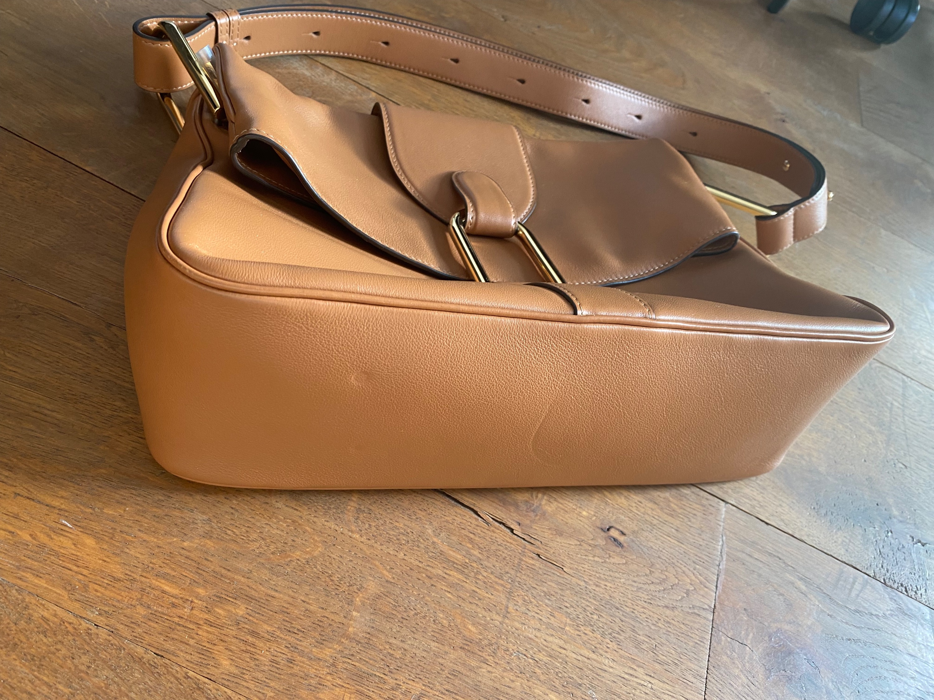 Delvaux Camel Givry MM Shoulder Bag leather