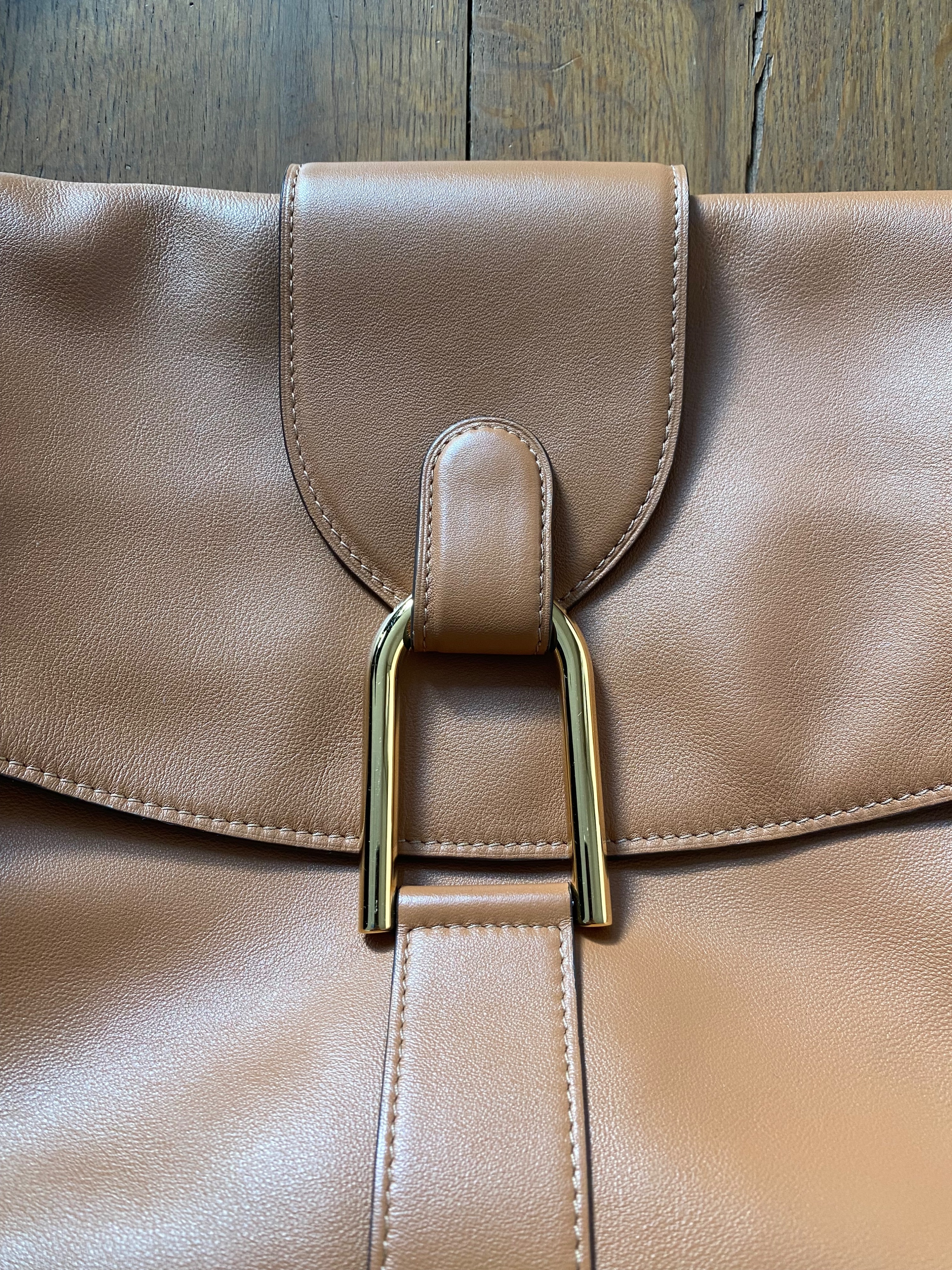 Delvaux Camel Givry MM Shoulder Bag leather