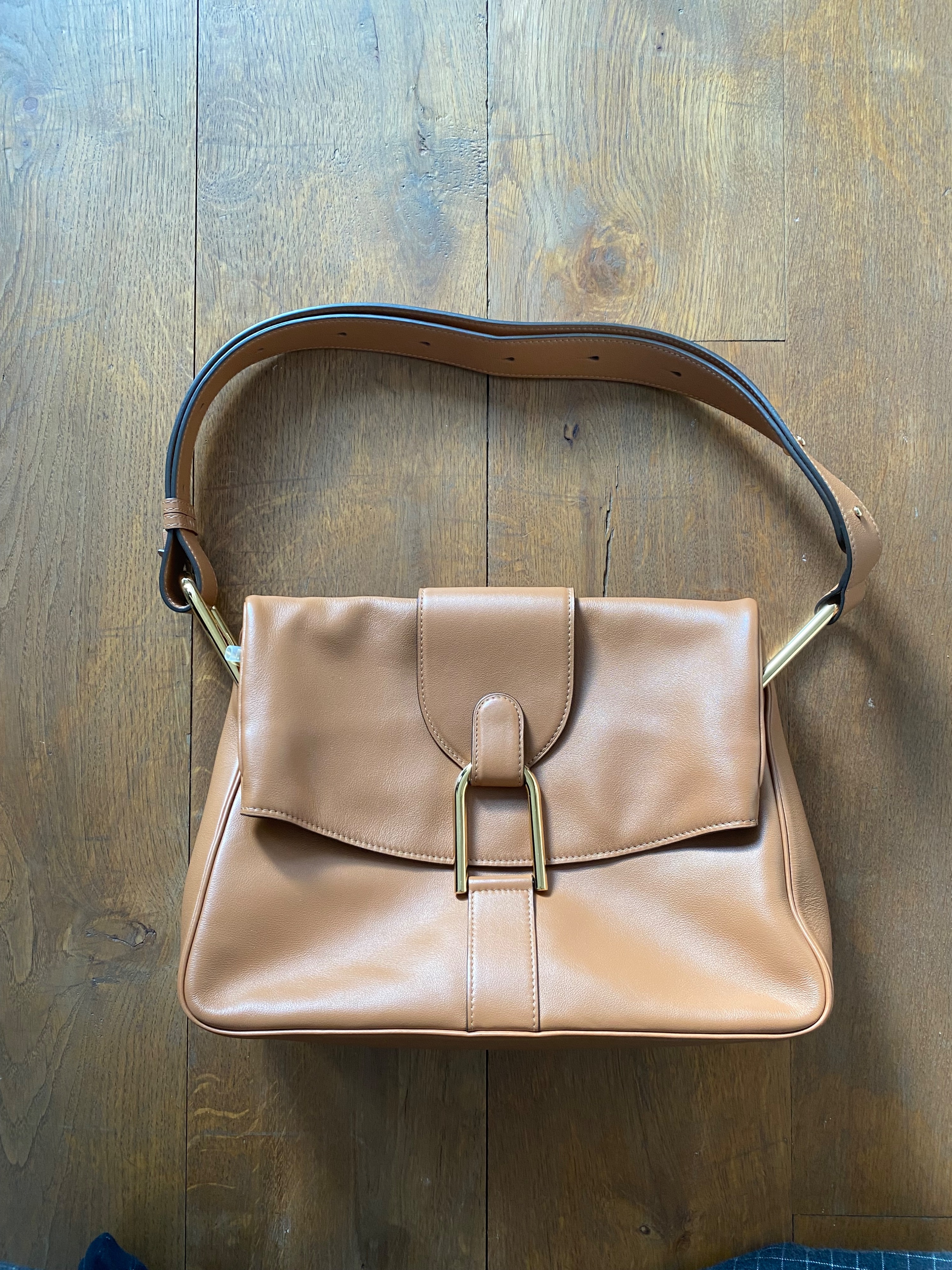 Delvaux Camel Givry MM Shoulder Bag leather