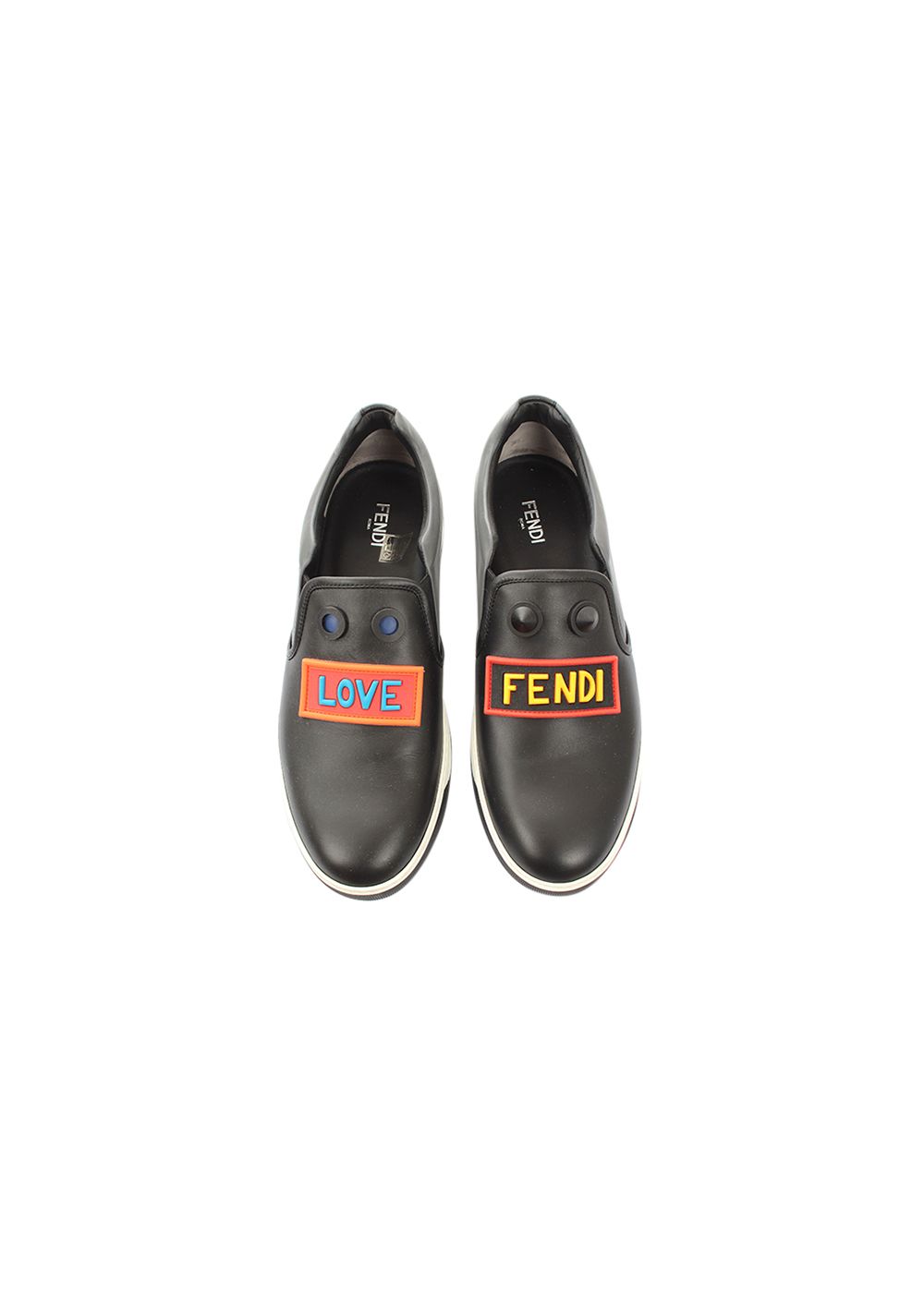 Men's Black leather Love Fendi slip on trainers Size 40