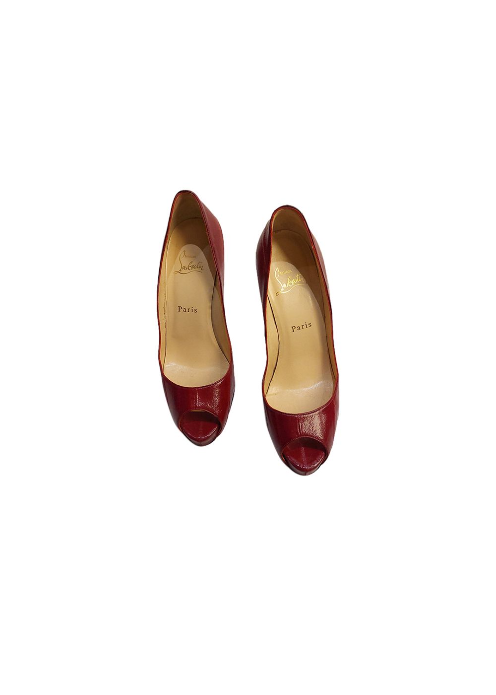 Preowned Louis Vuitton Red Open Toe Pumps Size 39 leather