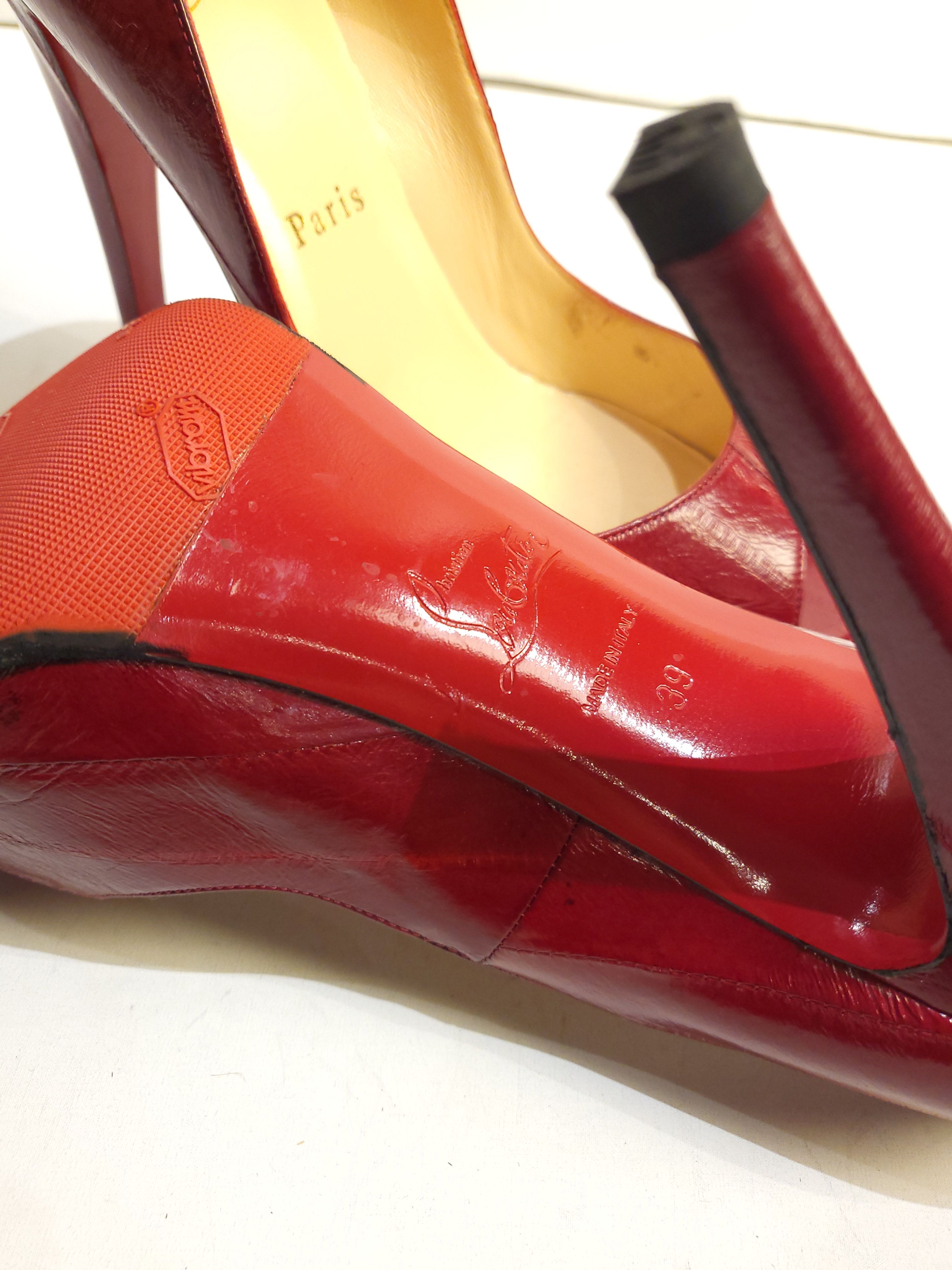 Preowned Louis Vuitton Red Open Toe Pumps Size 39 leather