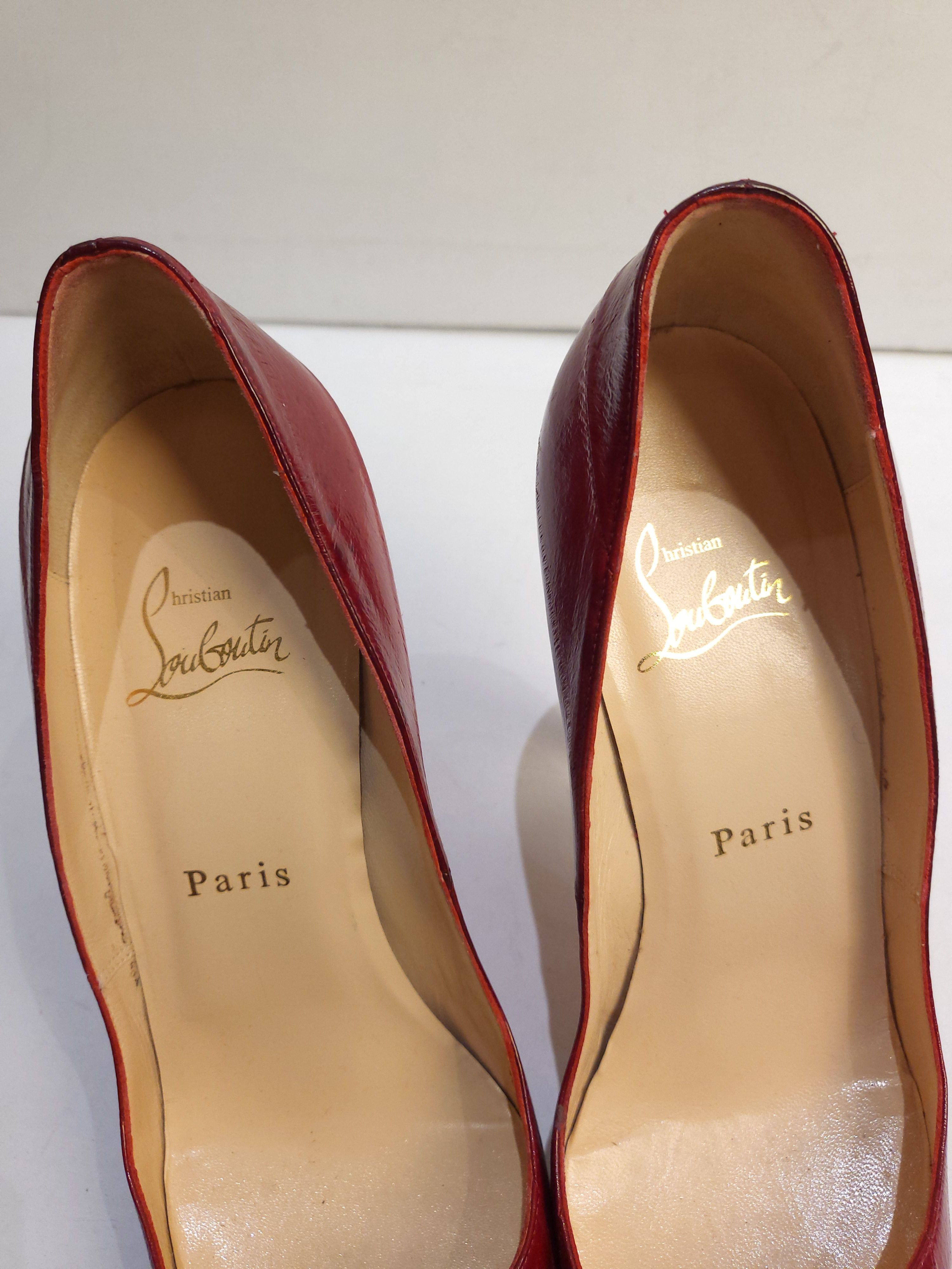 Preowned Louis Vuitton Red Open Toe Pumps Size 39 leather