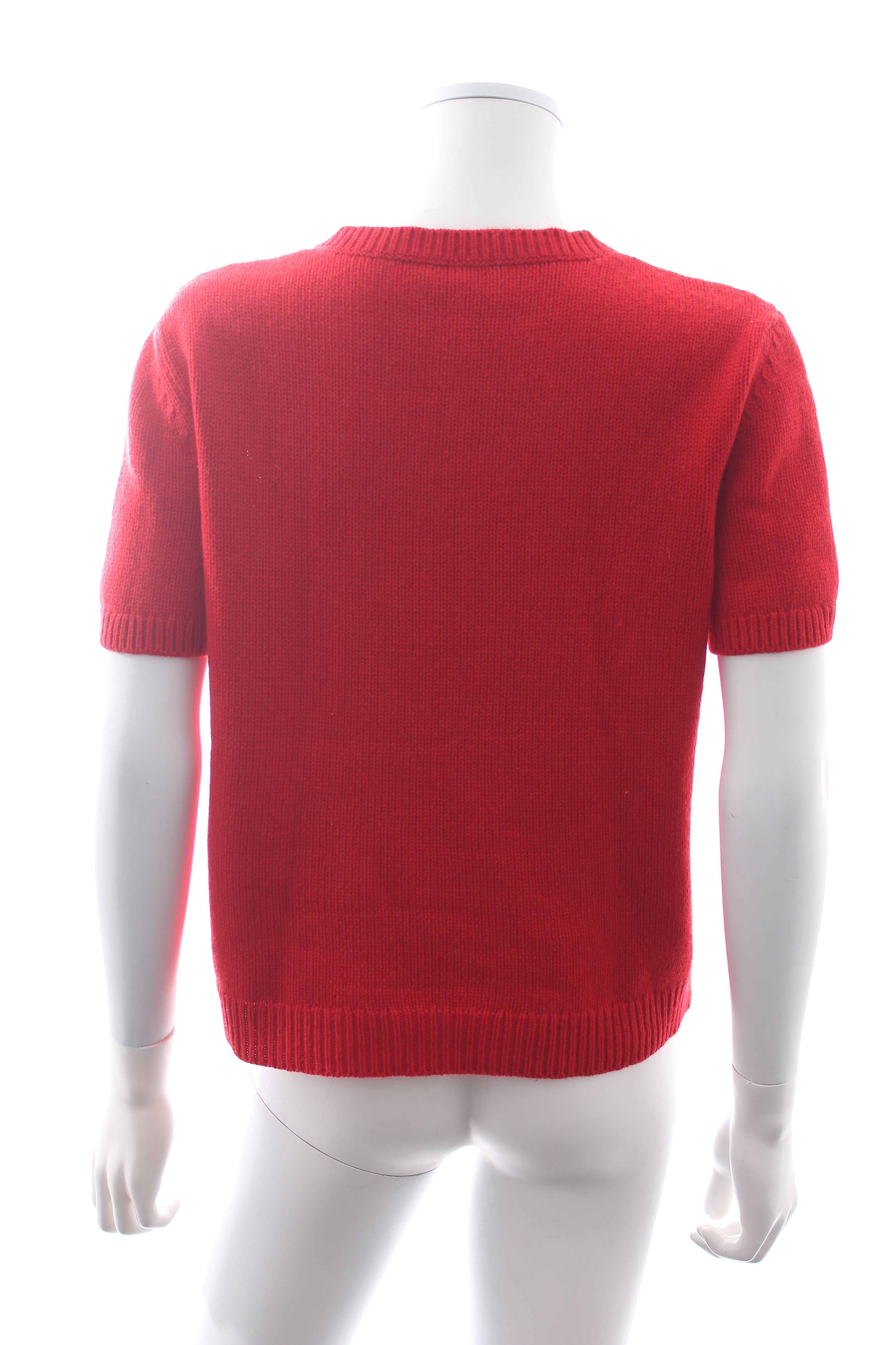 Preowned Miu Miu Red Pointelle Knit Cashmere Jumper Size S