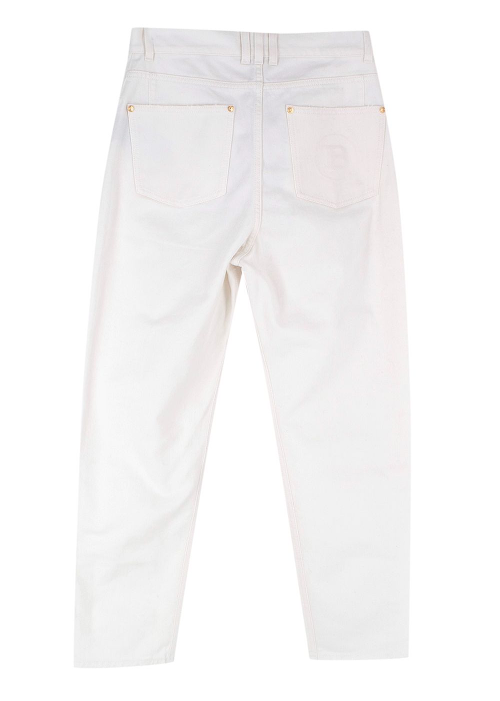 Balmain Cream Tapered Jeans with Gold Buttons Size XS white gold cotton