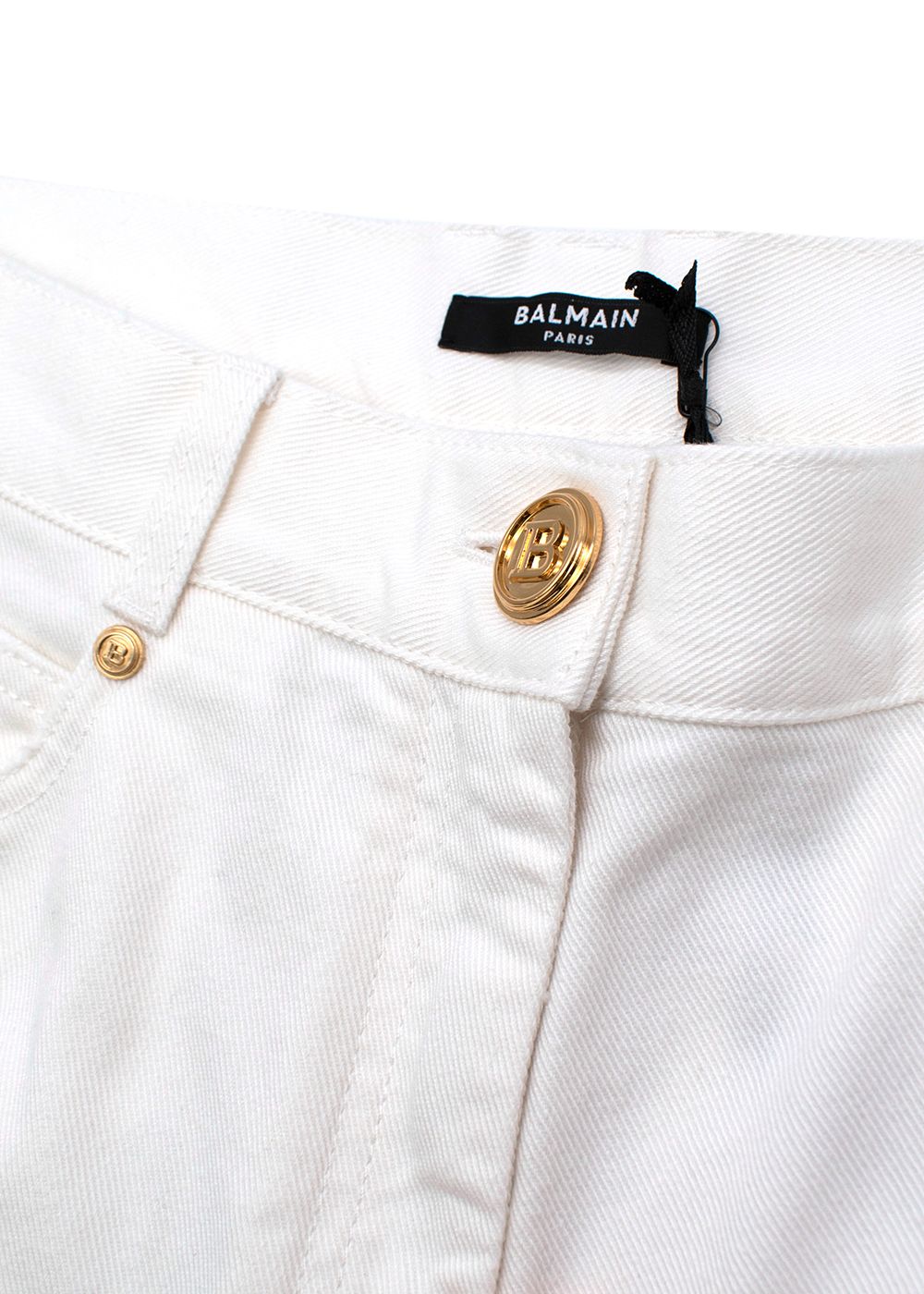 Balmain Cream Tapered Jeans with Gold Buttons Size XS white gold cotton