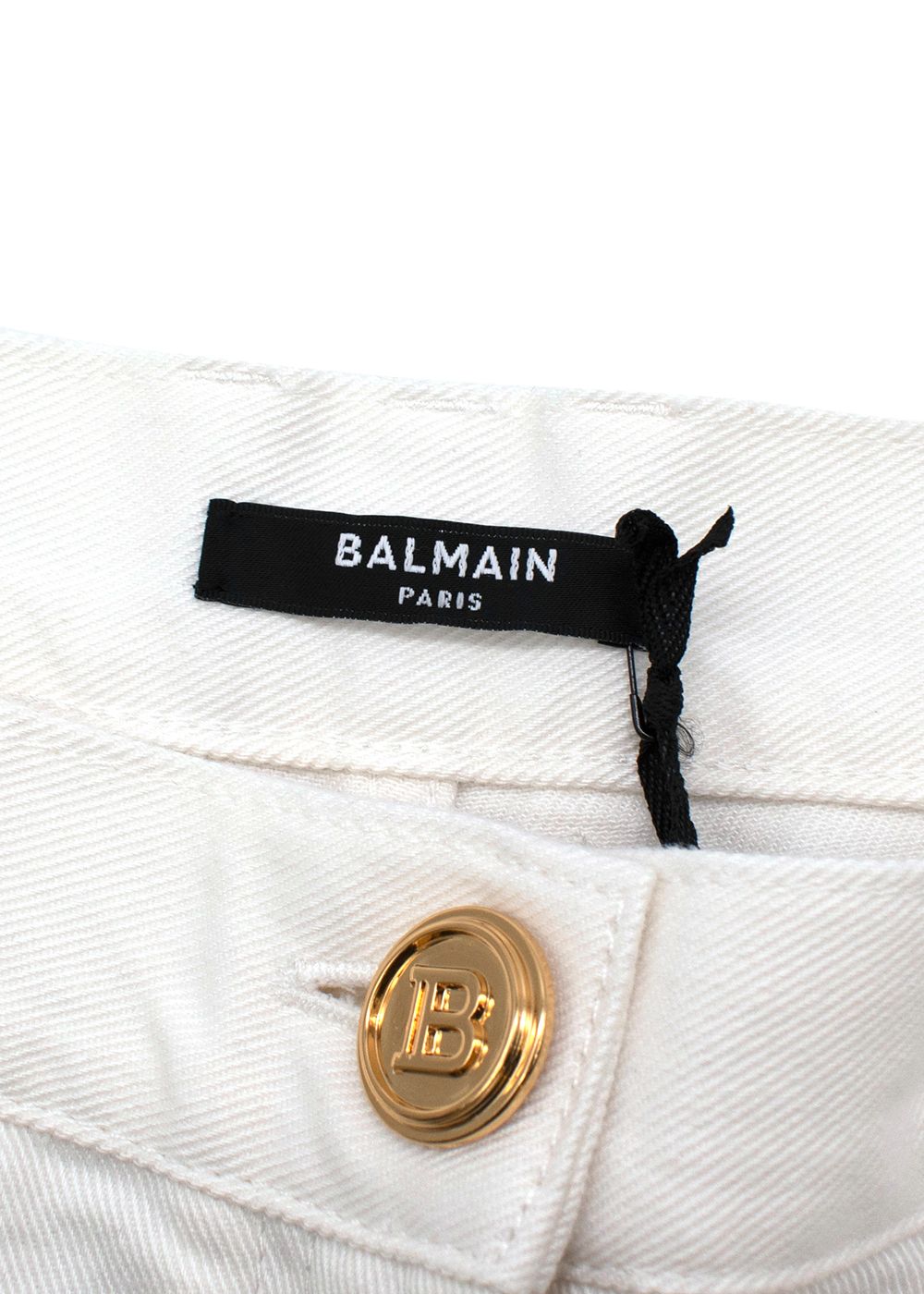 Balmain Cream Tapered Jeans with Gold Buttons Size XS white gold cotton