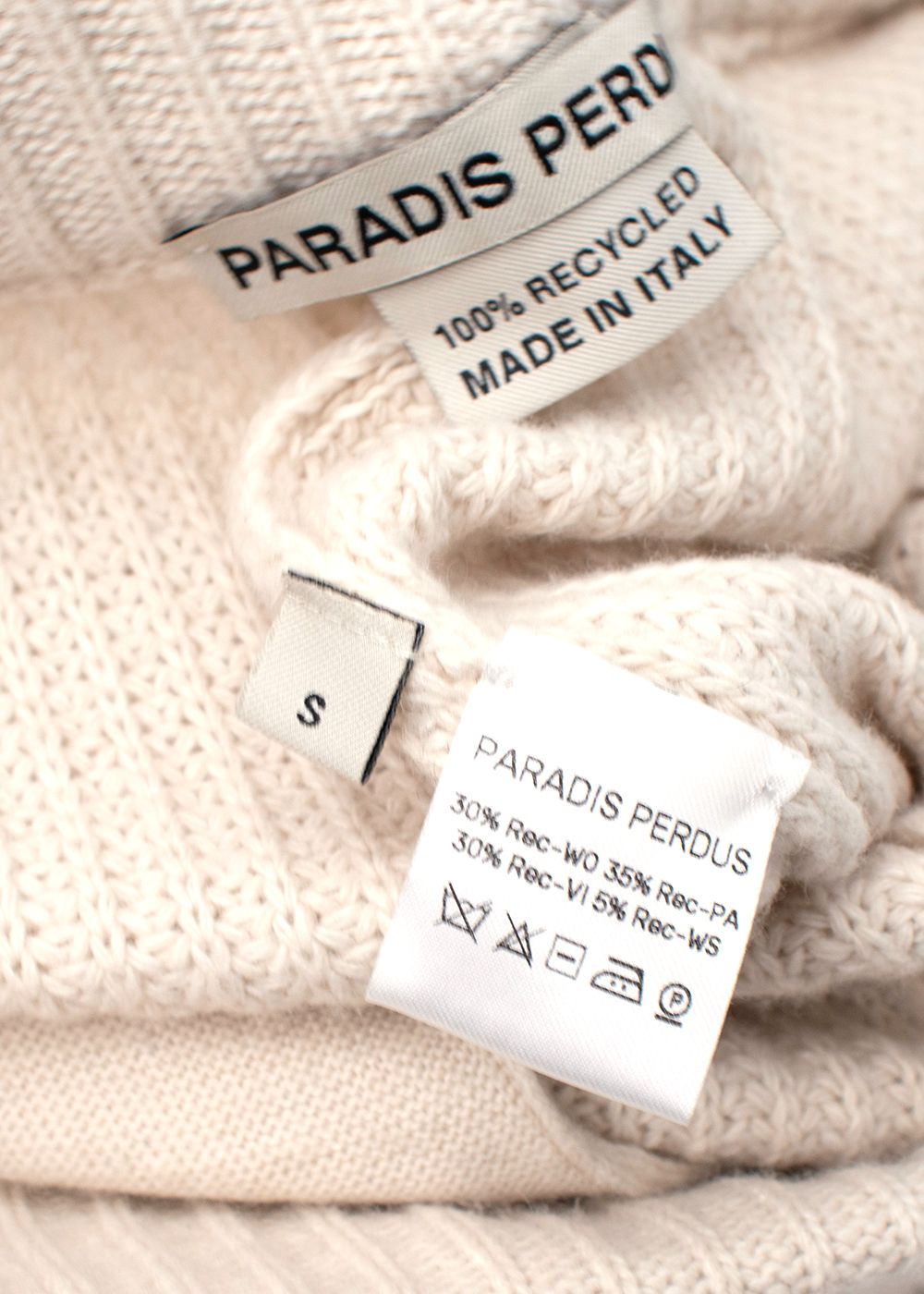 Paradis Perdus Aurele Ivory Recycled Cashmere Knit Joggers Size S