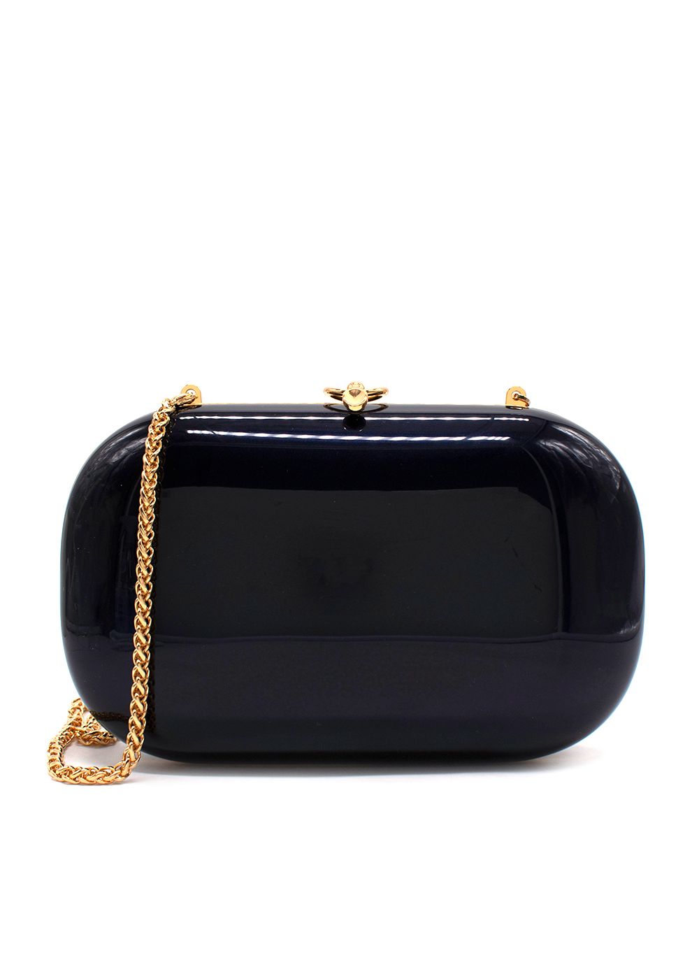 Jeffrey Levinson Midnight Blue Elina Plus Oval Clutch Navy leather/aluminium