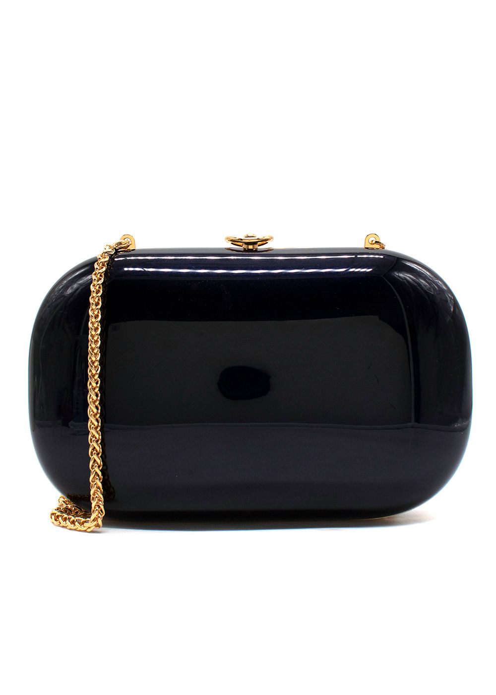 Jeffrey Levinson Midnight Blue Elina Plus Oval Clutch Navy leather/aluminium