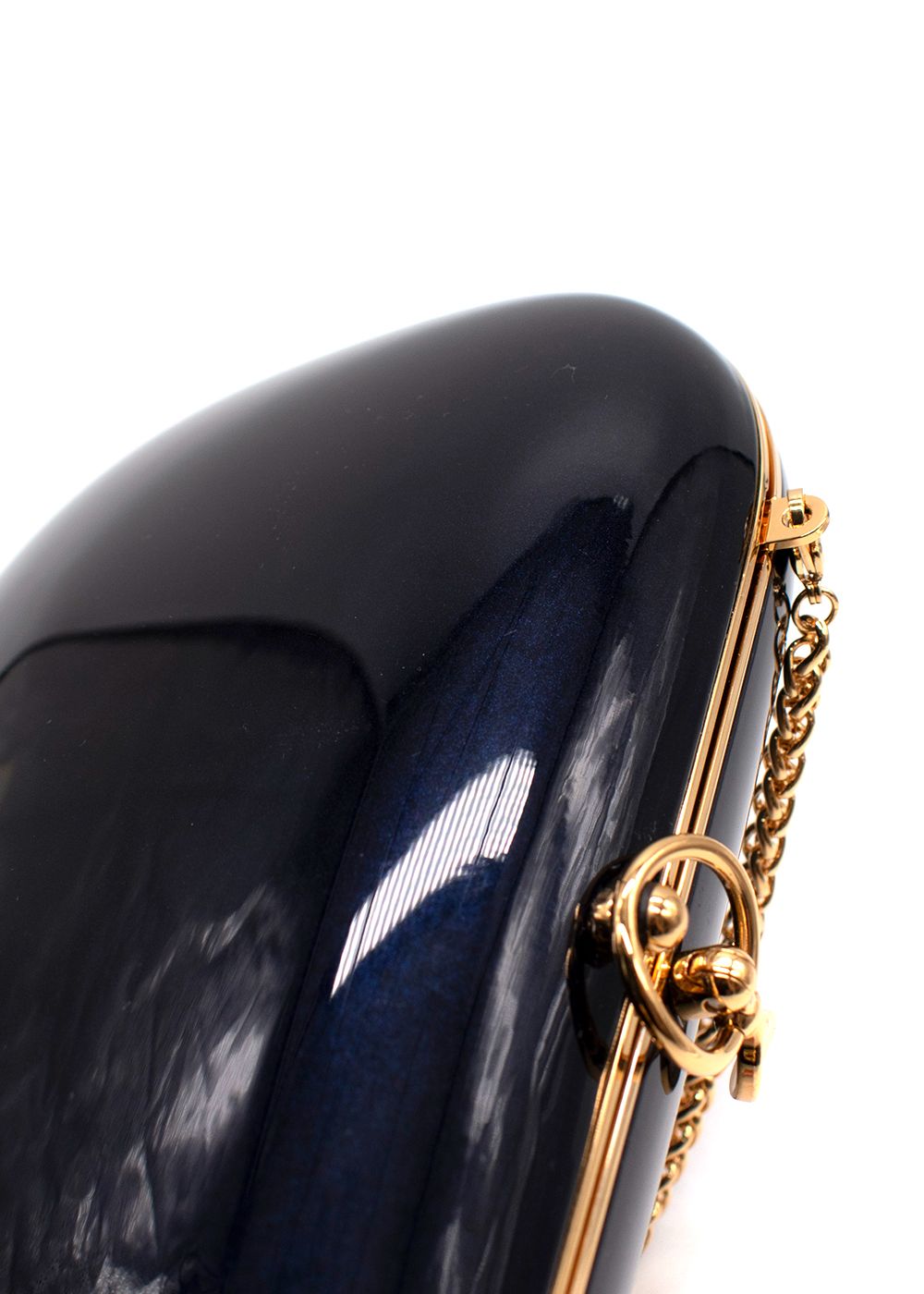 Jeffrey Levinson Midnight Blue Elina Plus Oval Clutch Navy leather/aluminium