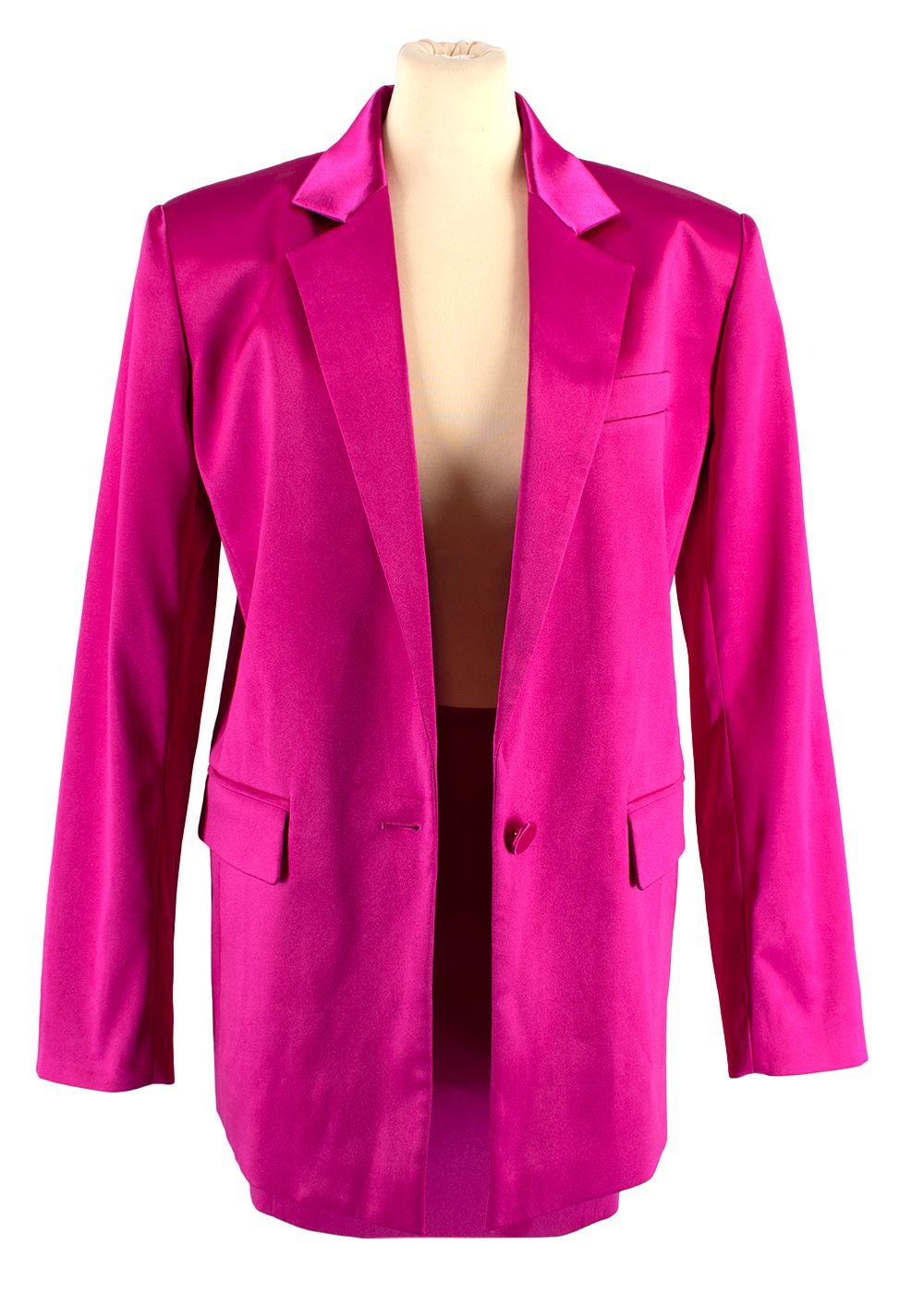 Frame Pink Satin Blazer  Seamed Mini Skirt Size XXS Magenta polyester