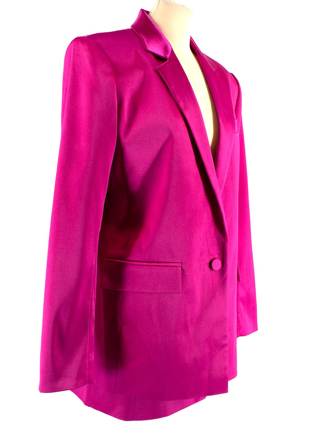 Frame Pink Satin Blazer  Seamed Mini Skirt Size XXS Magenta polyester