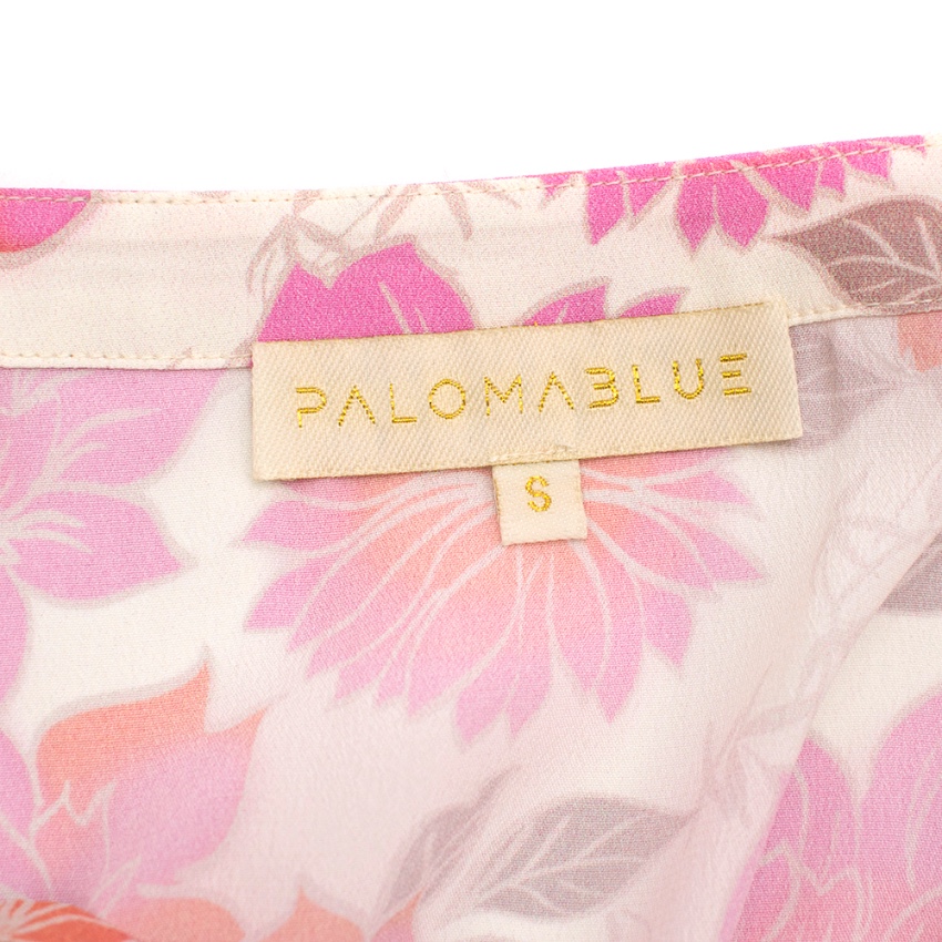 Preowned Paloma Blue Pink Floral Wrap Ruffle Skirt Size S Floral / Patterned viscose