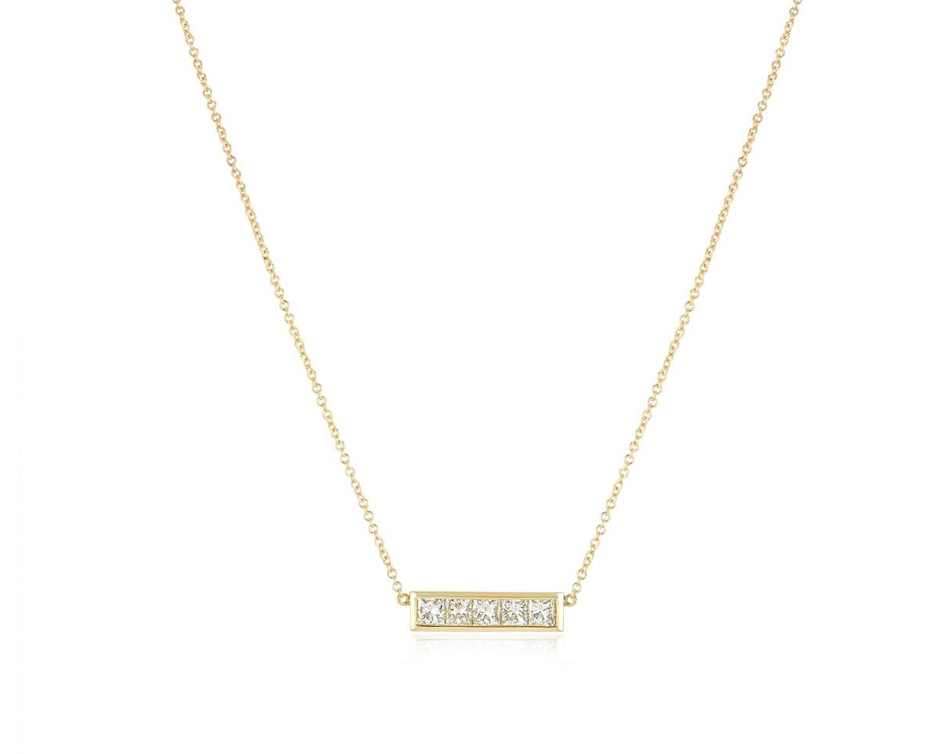 18ct yellow gold  white diamond Bar necklace