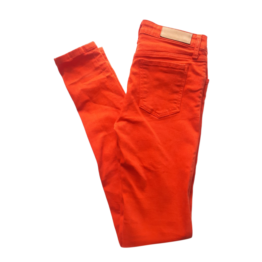 Preowned Victoria Beckham Orange Stretch Skinny Jeans Size XS denim