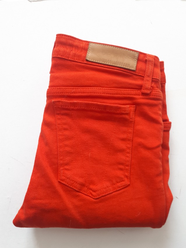 Preowned Victoria Beckham Orange Stretch Skinny Jeans Size XS denim