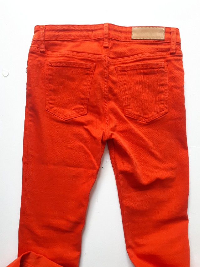 Preowned Victoria Beckham Orange Stretch Skinny Jeans Size XS denim