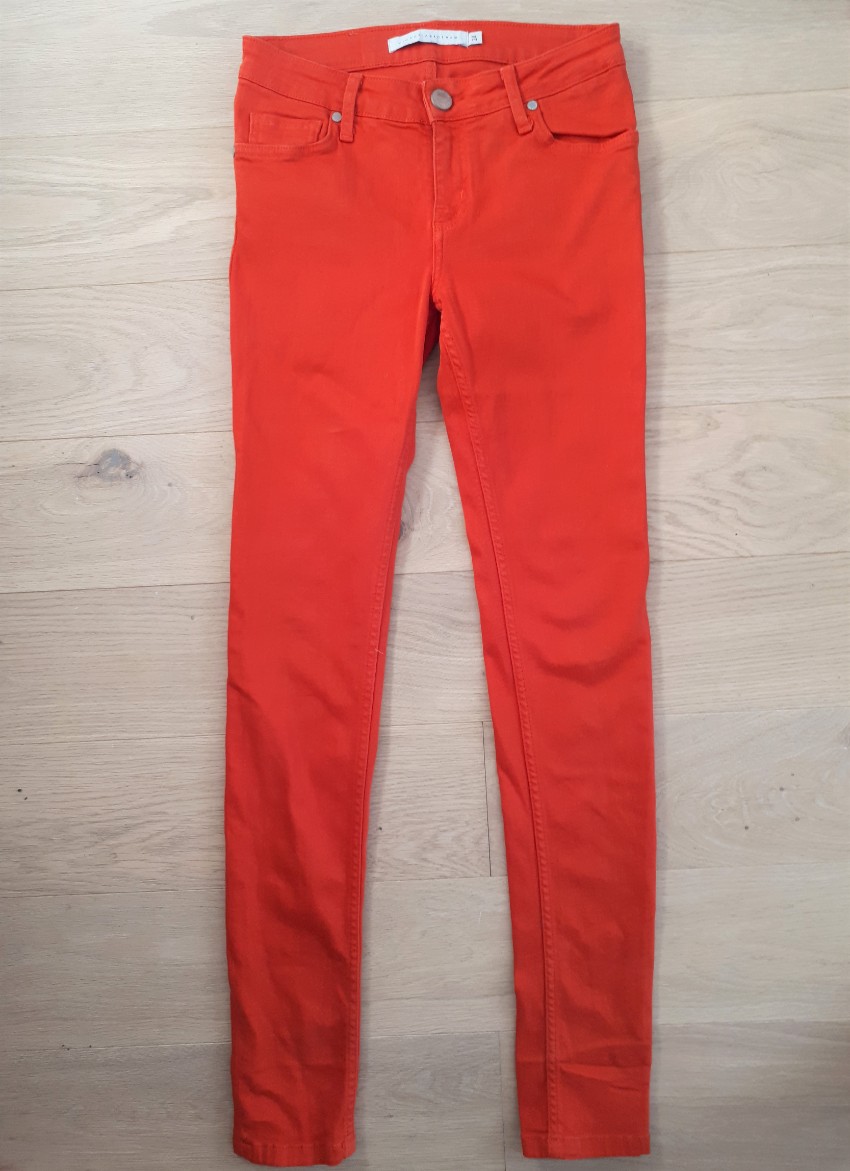 Preowned Victoria Beckham Orange Stretch Skinny Jeans Size XS denim