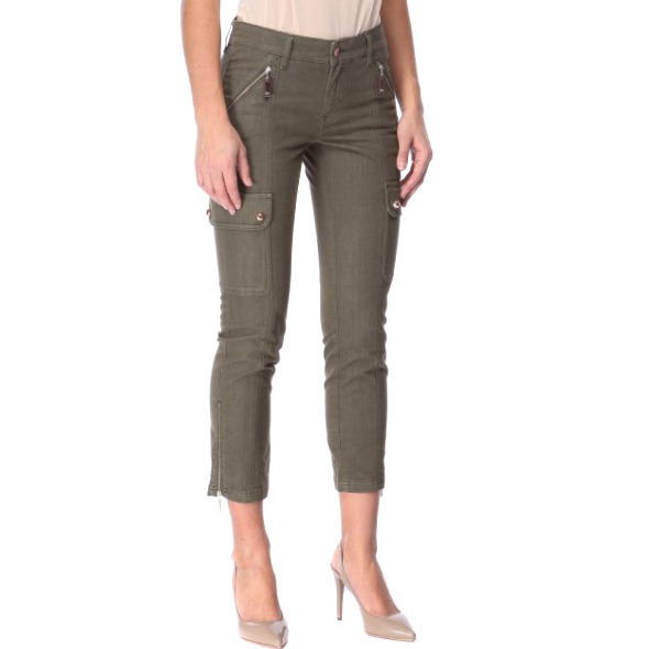 Escada Cropped Khaki Jeans Size S Green cotton