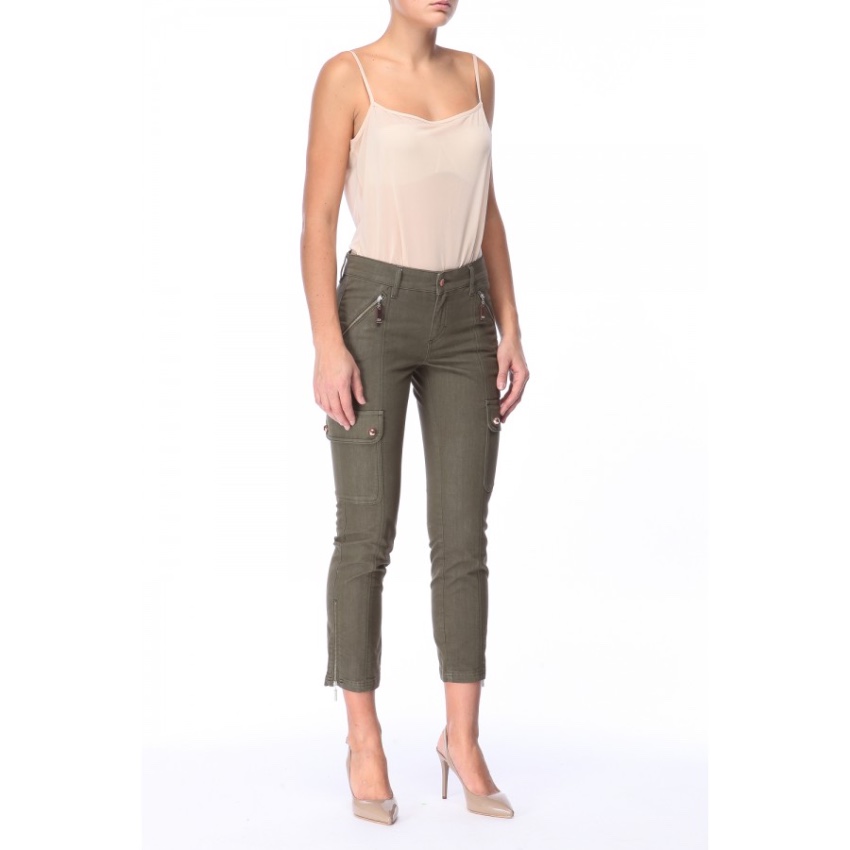 Escada Cropped Khaki Jeans Size S Green cotton