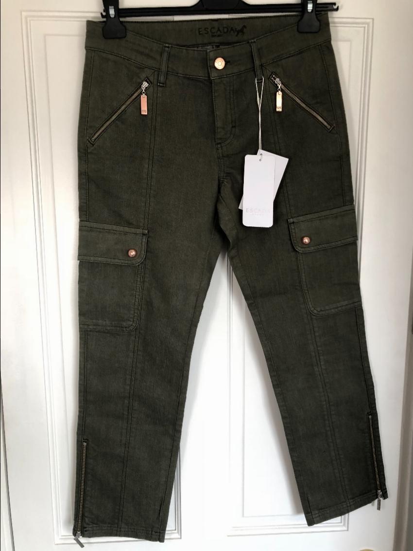 Escada Cropped Khaki Jeans Size S Green cotton