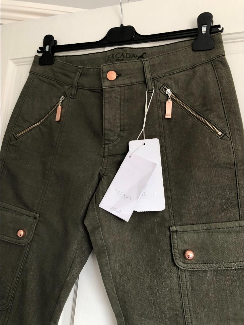 Escada Cropped Khaki Jeans Size S Green cotton