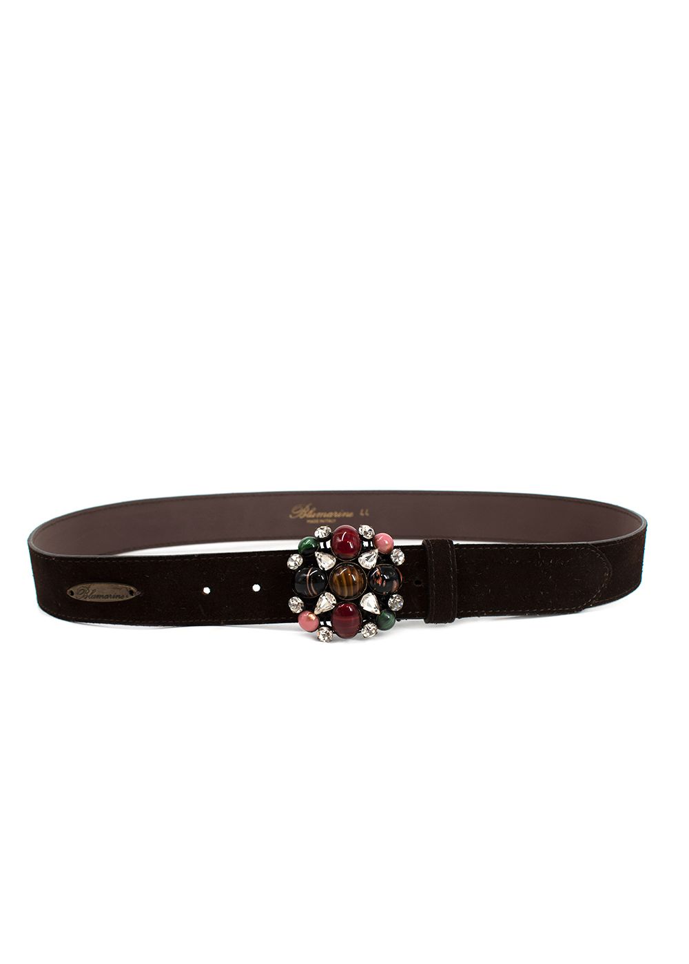 Preowned Blumarine Brown Suede Belt with Crystal Buckle