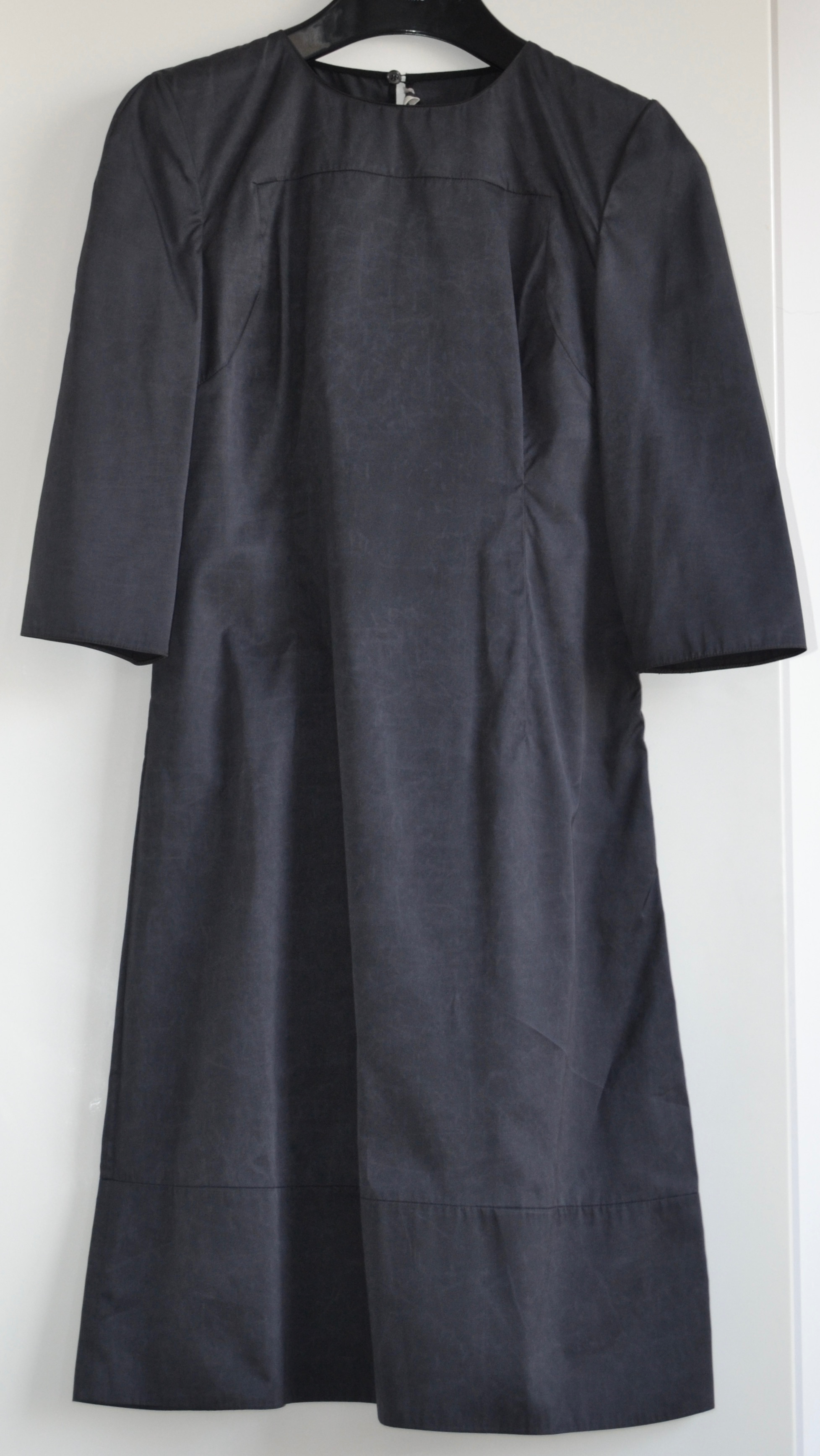 Marni Cropped Sleeve Midi Dress Size XS charcoal silk