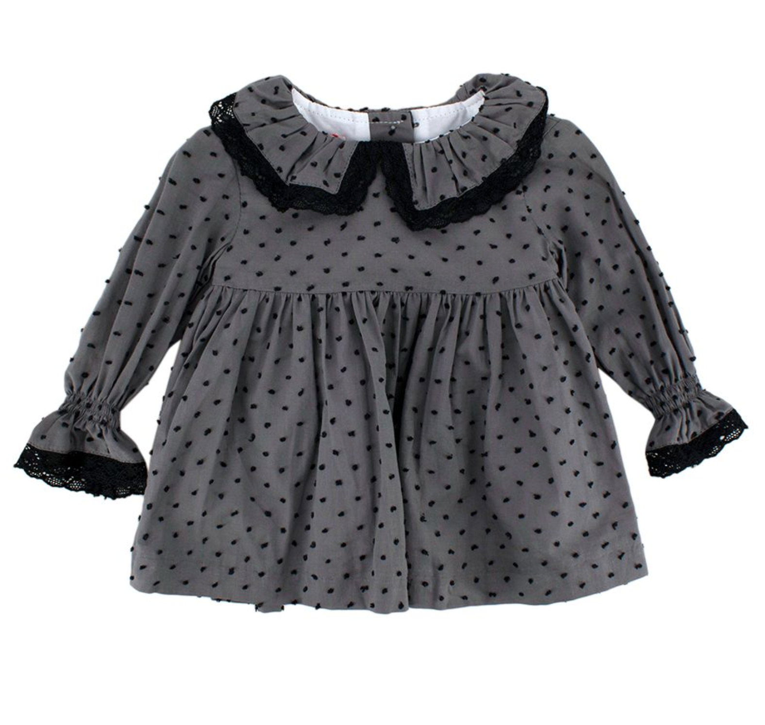 Boys La Coqueta Kids 6m Polka Dot Dress Size 6-9 Months Grey Plumetti polyester