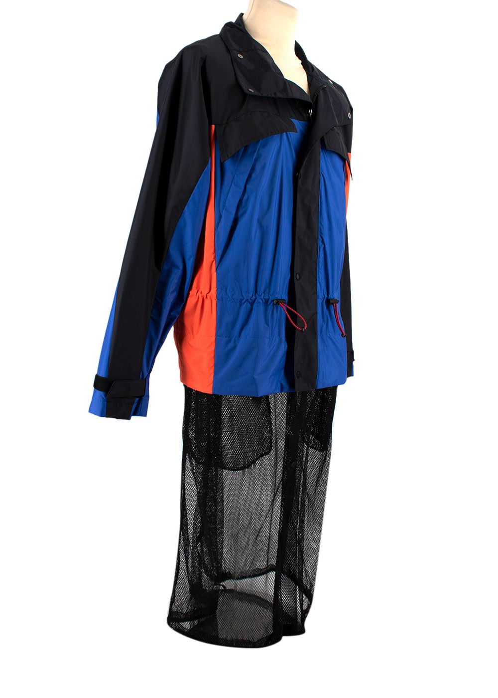 Men's Preowned Toga Virilis Convertible Multicoloured Rain Jacket Size S Blue/Black/Orange synthetic